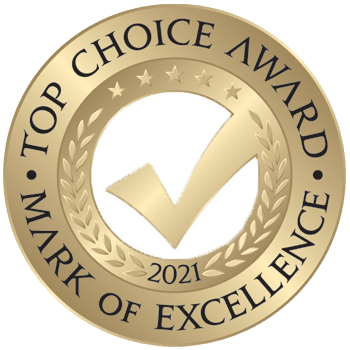 logo for Top Choice Award, awarded to Canadian Immigration Group in 2021 for being voted the top Immigration Law Services in Edmonton